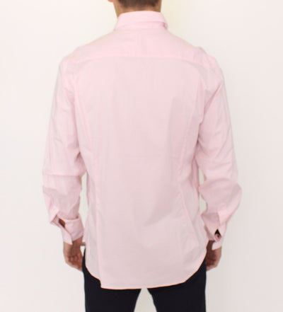 Pink Cotton Casual Long Sleeve Long Shirt