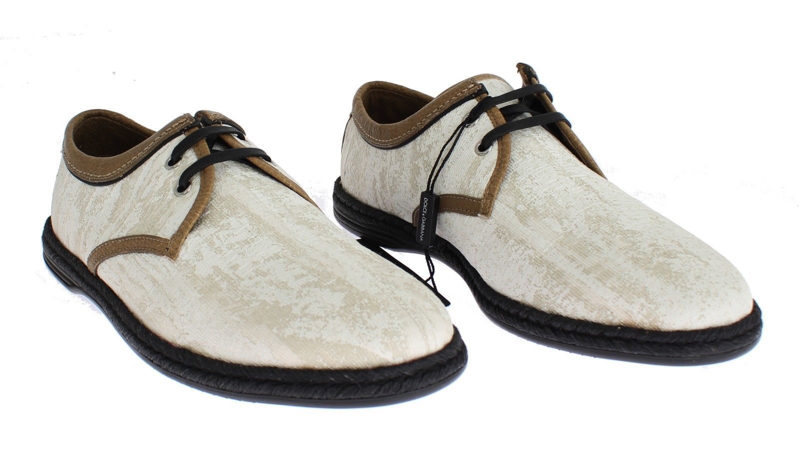 White Denim Brown Leather Casual Shoes