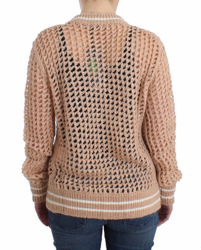 Beige Crochet Cardigan Mohair Sweater Knit