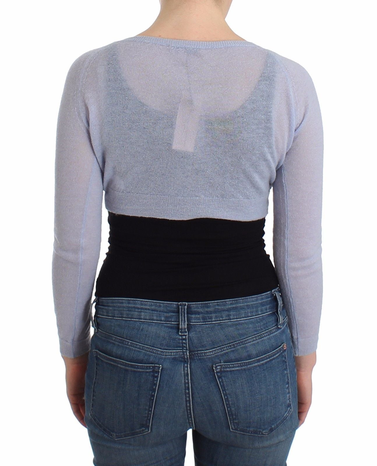 Lingerie Blue Knit Cropped Sweater Cardigan