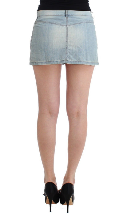 Beachwear Blue Denim Mini Skirt A-Line