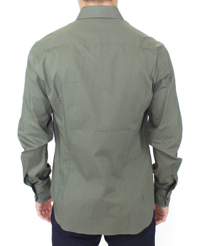Green Cotton Casual Long Sleeve Shirt Top