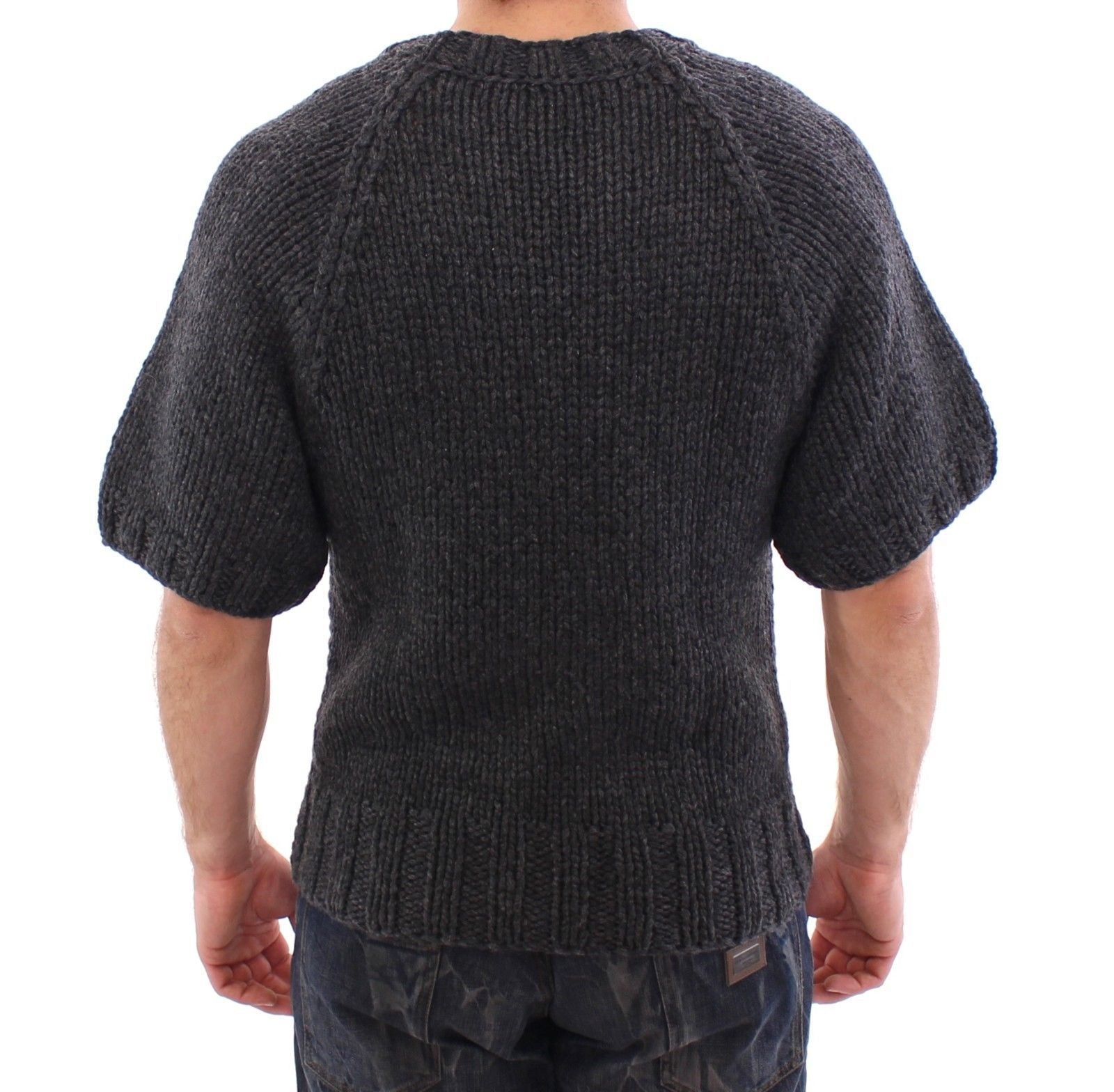 Gray Cashmere Knitted Shortsleeved Sweater