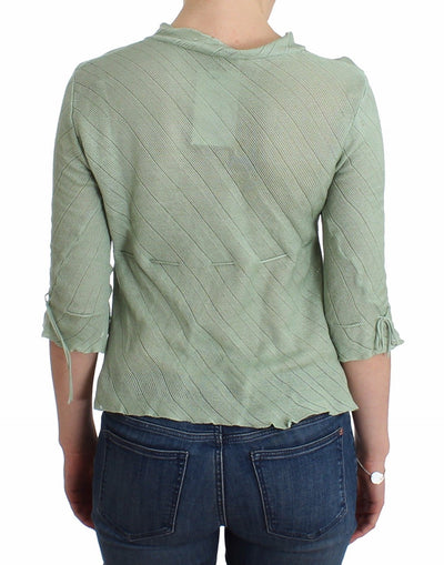 Green Lightweight Knit Sweater Top Blouse