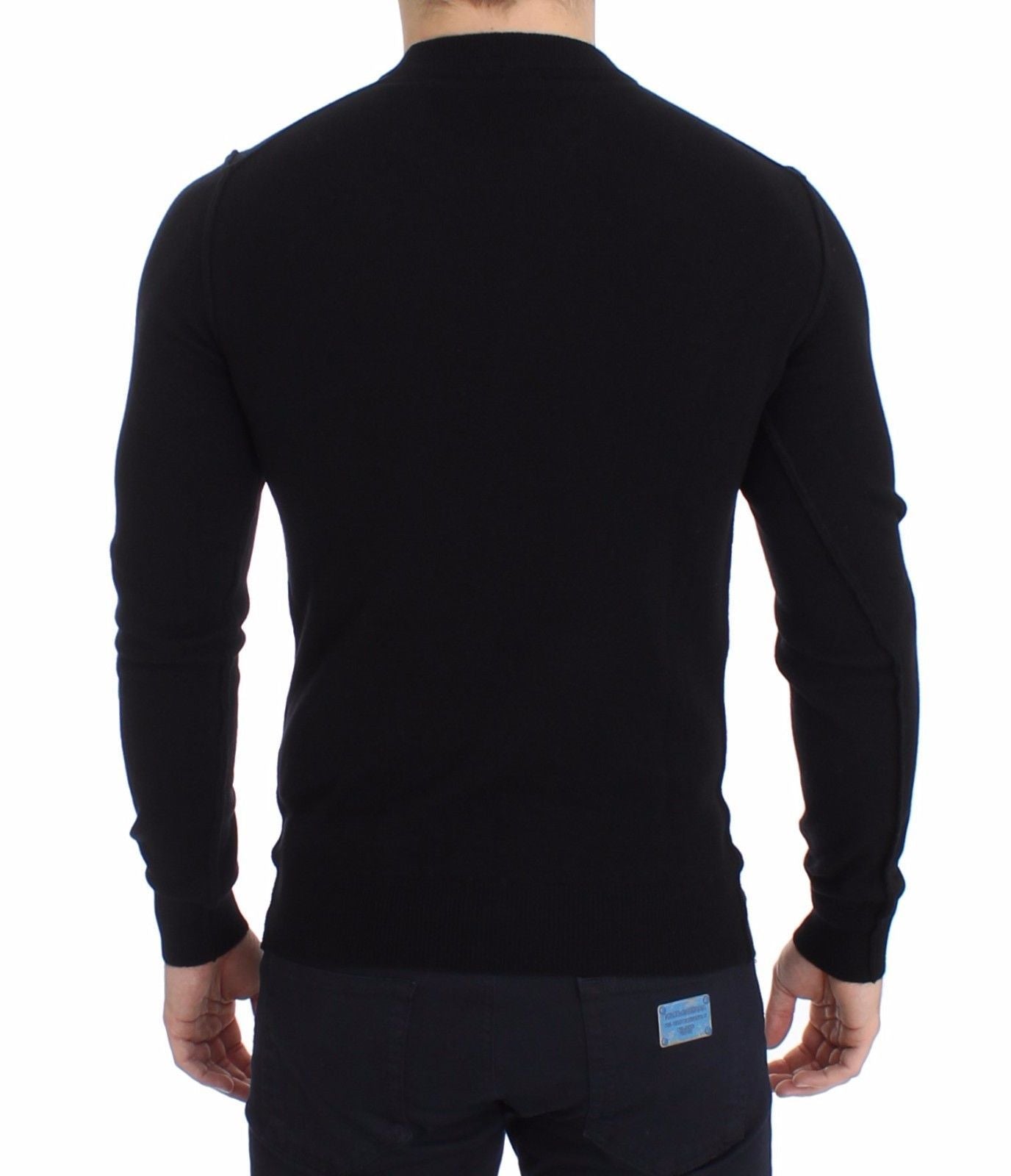Black Cashmere Crew-neck Sweater Pullover Top