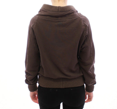 Brown Stretch Full Zip Sweater Jacket