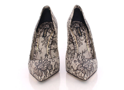 Lace Print Leather Pumps Stilettos Shoes
