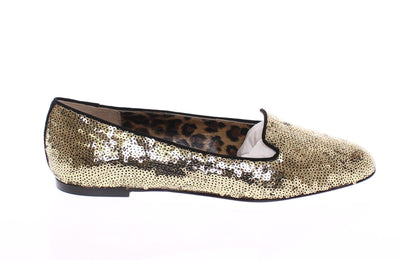 Gold Sequined Ballerinas Ballet Flats Shoes