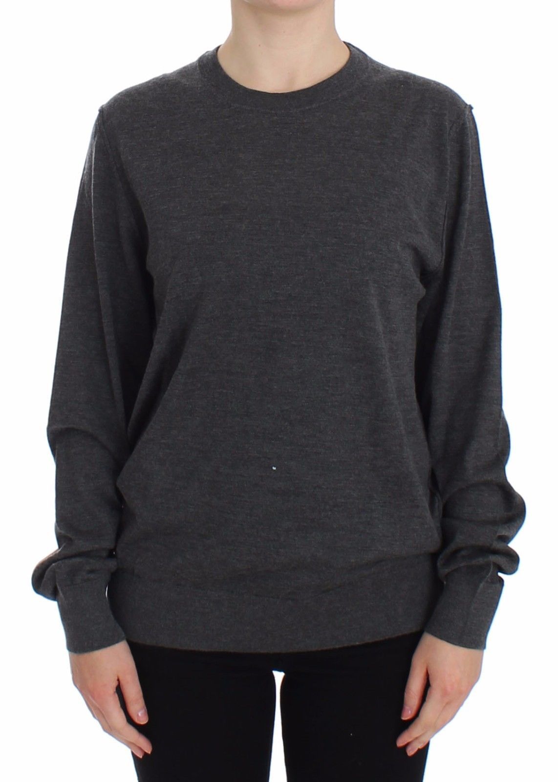 Gray Cashmere Silk Crewneck Sweater