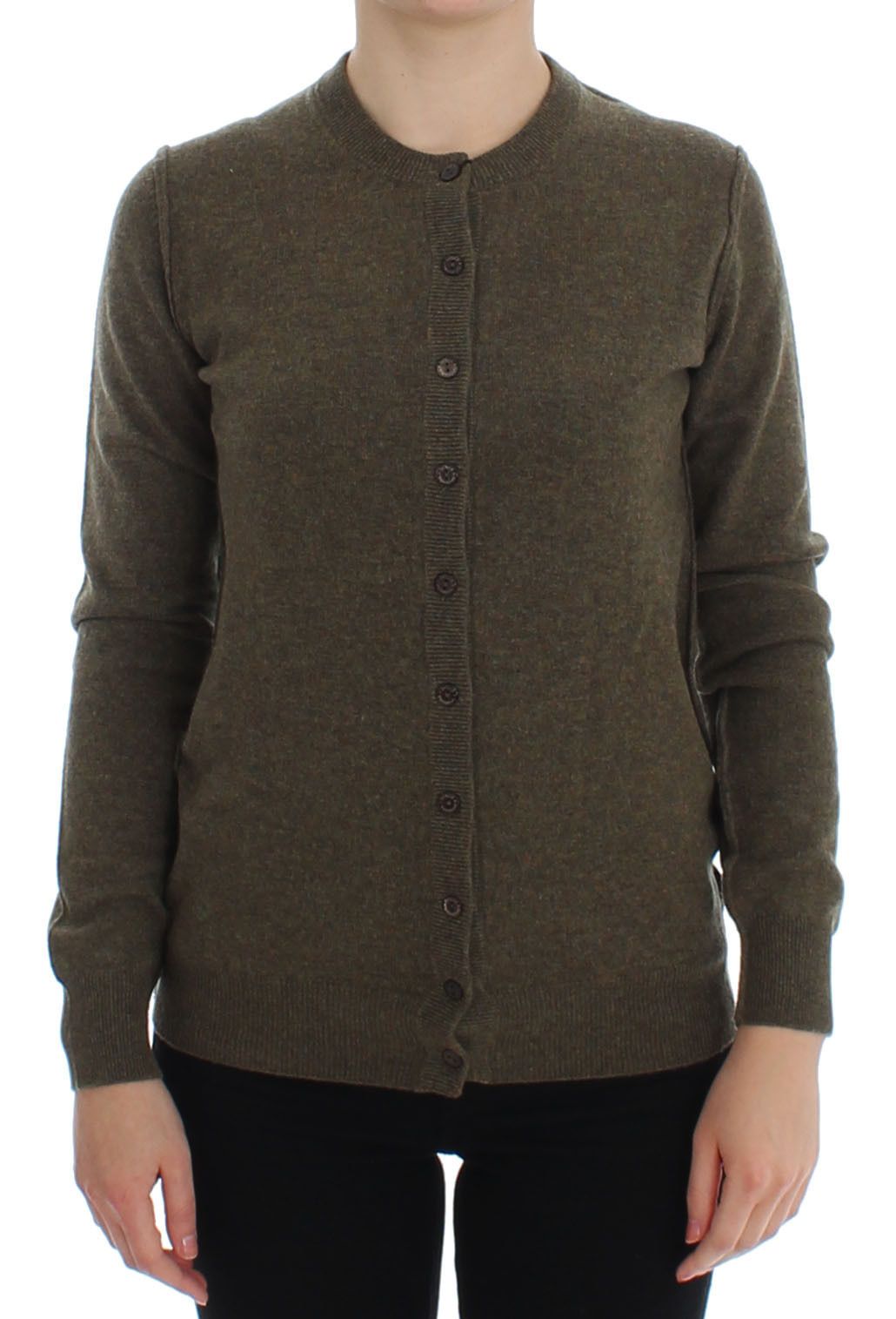Brown Cashmere Button Cardigan Sweater