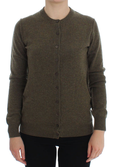 Brown Cashmere Button Cardigan Sweater