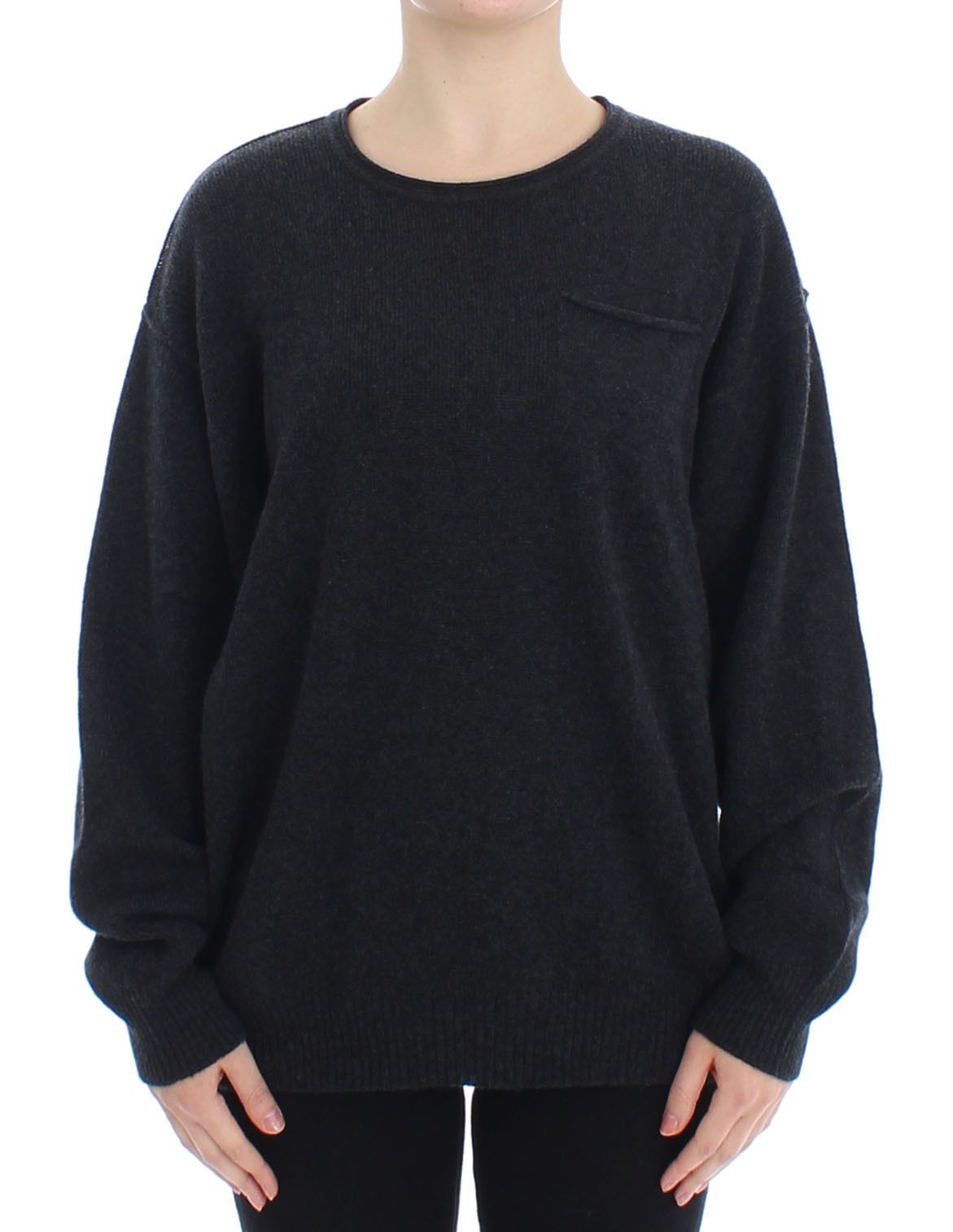 Gray Cashmere Crewneck Sweater Pullover