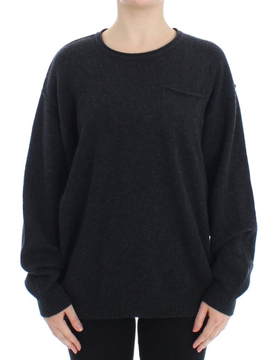 Gray Cashmere Crewneck Sweater Pullover