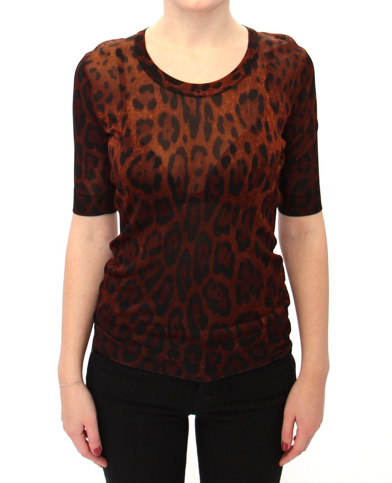 Brown Leopard Knit Top Cardigan Sweater