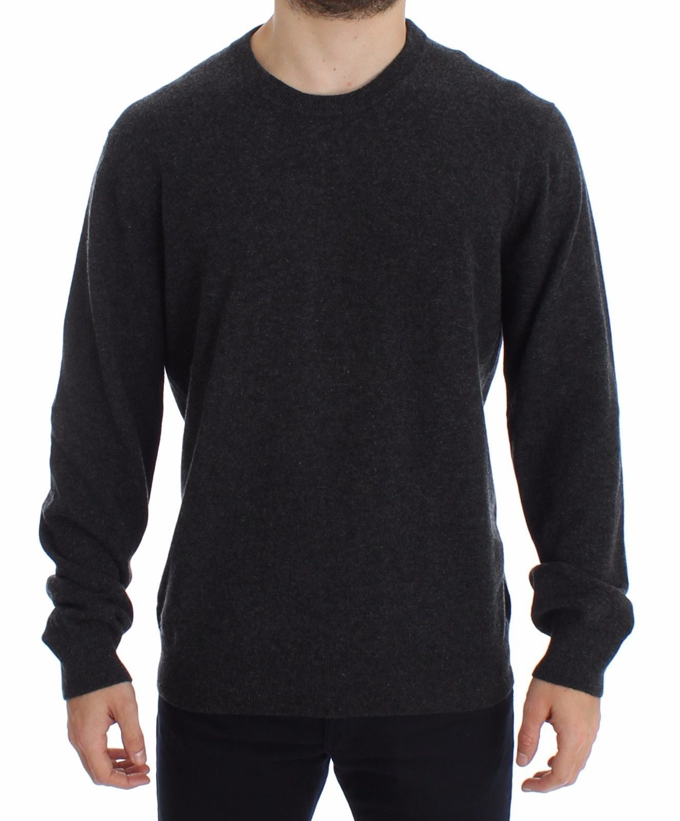 Gray Cashmere Crew-neck Sweater Pullover Top