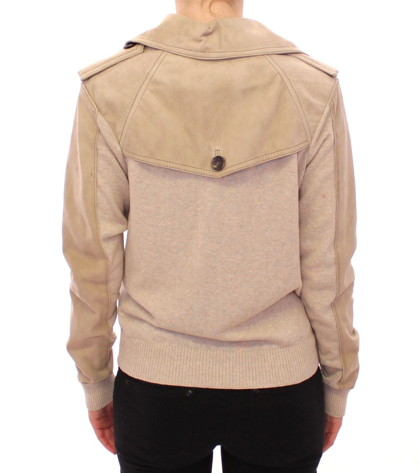 Beige Suede Jacket Short Trench Coat