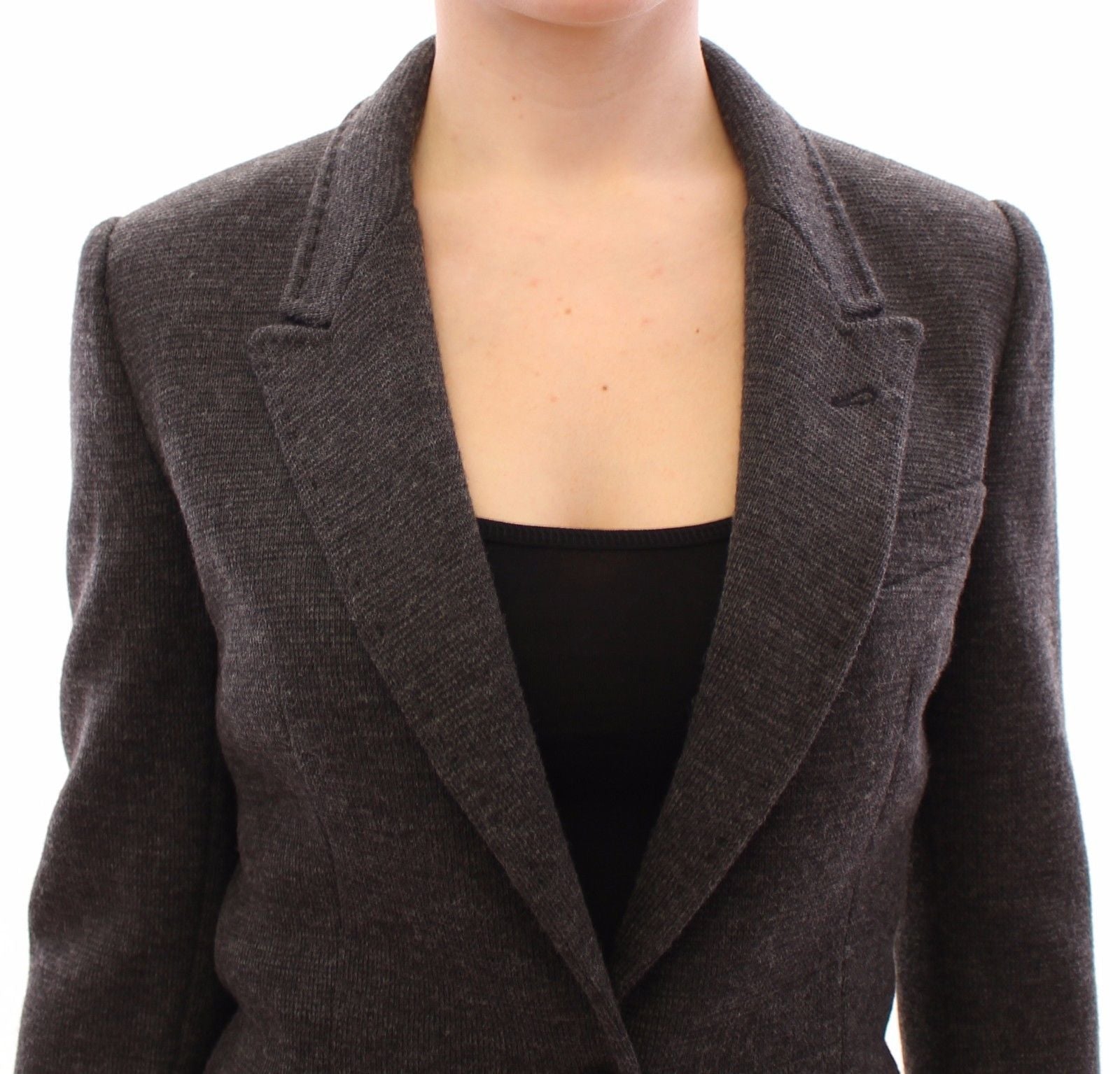 Gray Wool One Button Jacket Blazer Coat