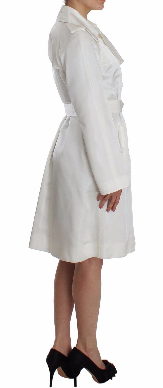 White Shiny Acetate Trench Coat Jacket