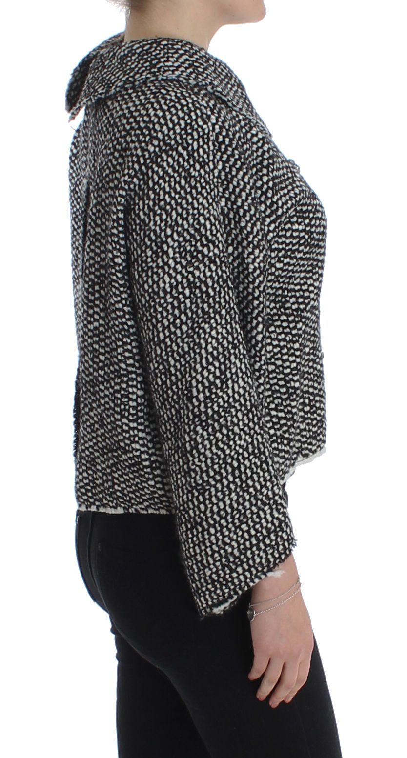 Black White Tweed Crystal Jacket Coat