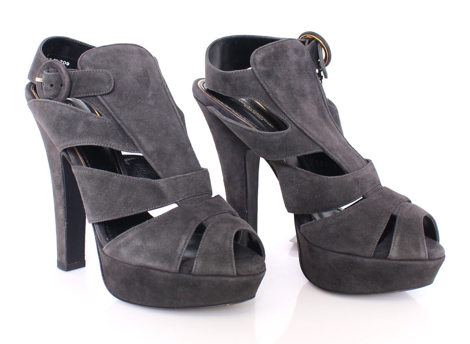 Gray Suede Platform Pumps Sandals Shoe Heels