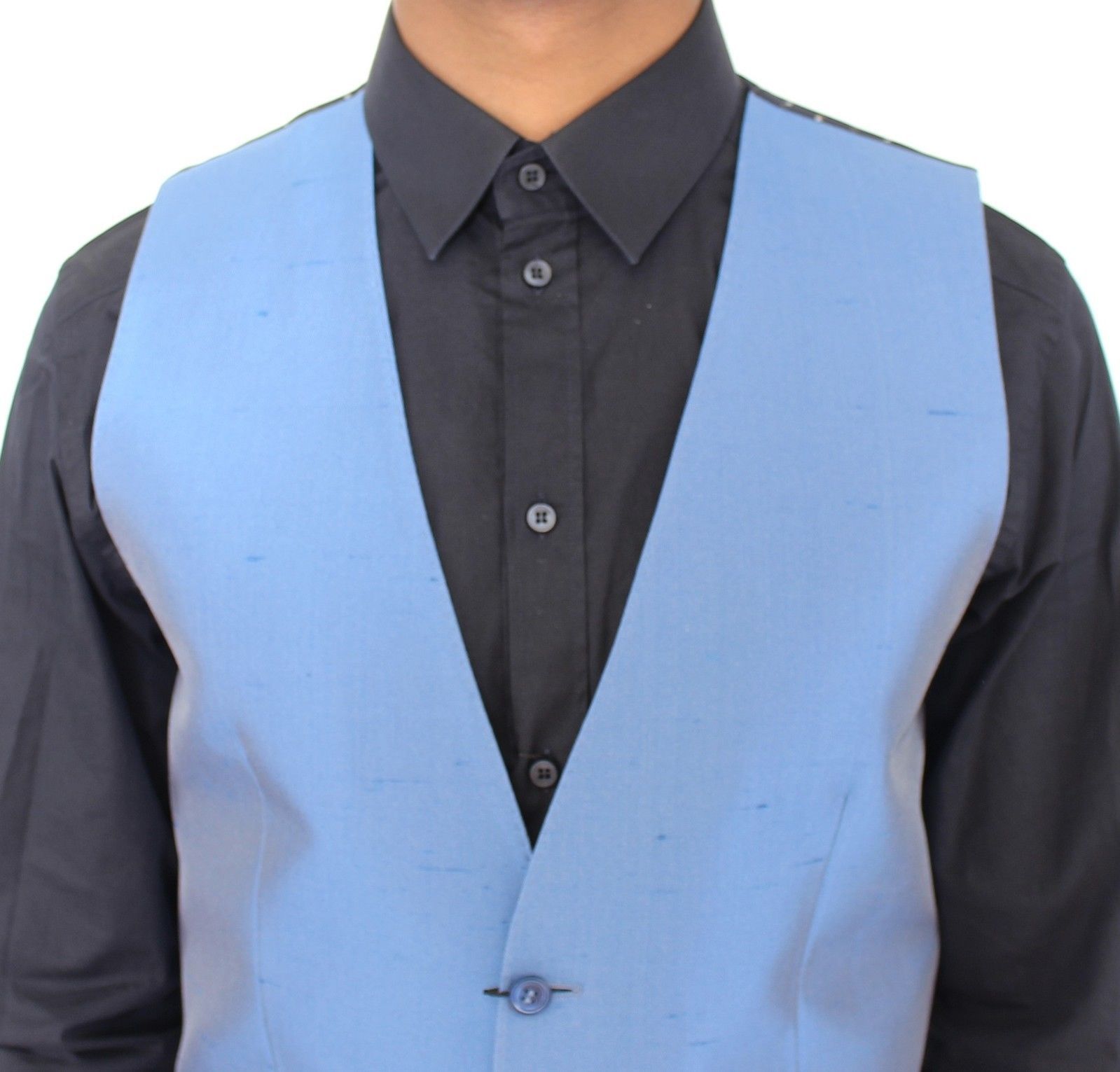 Blue Silk Dress Vest Blazer Jacket