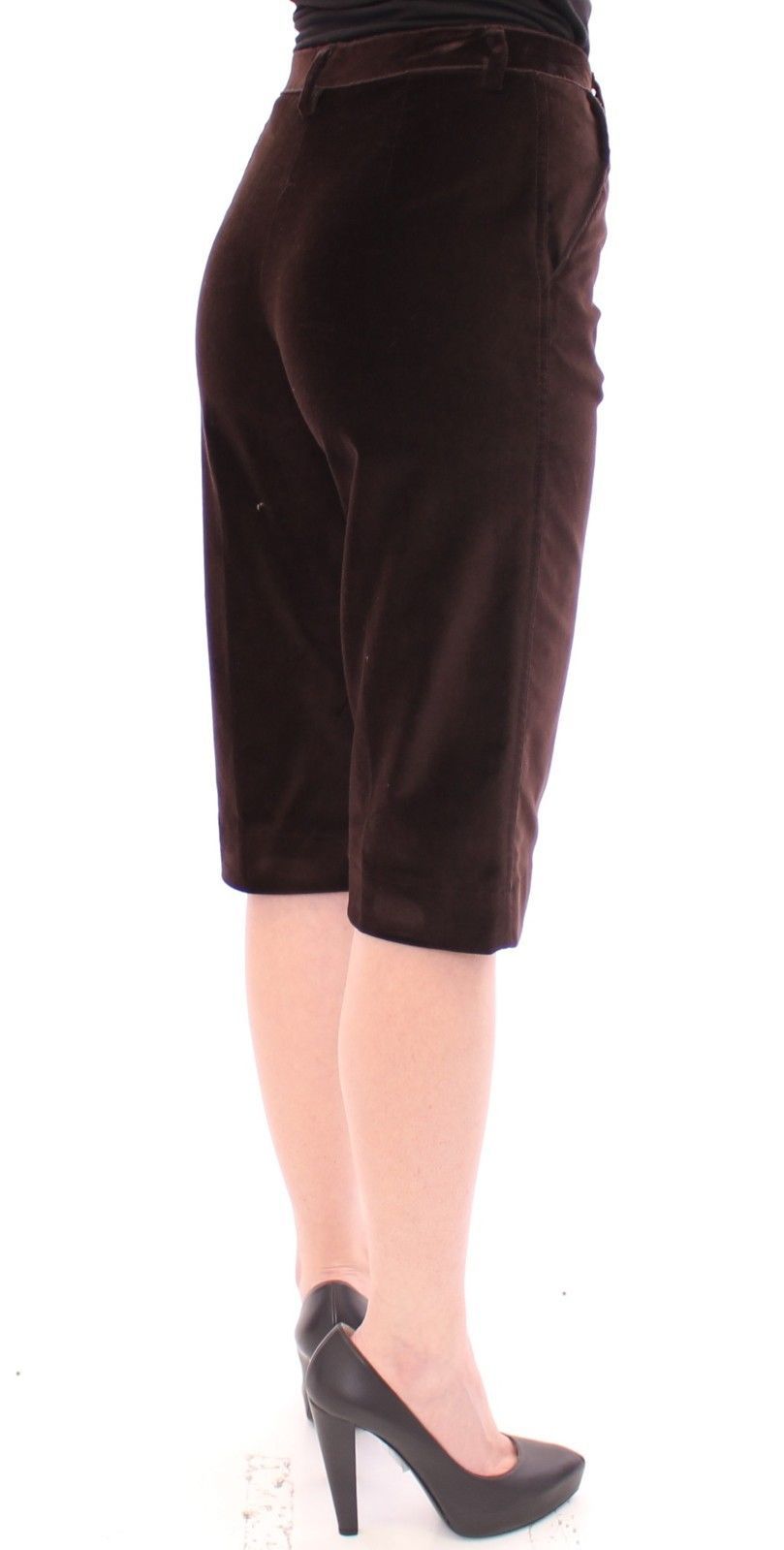 Brown Cotton Solid Pattern Shorts Pants