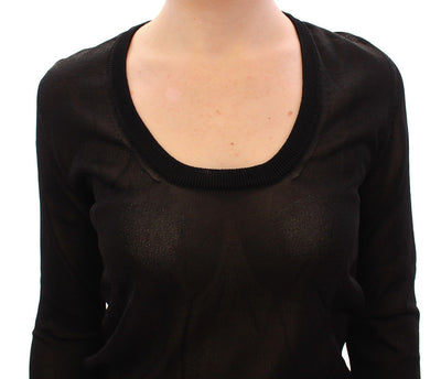 Black Crewneck Long Sleeve Sweater Top