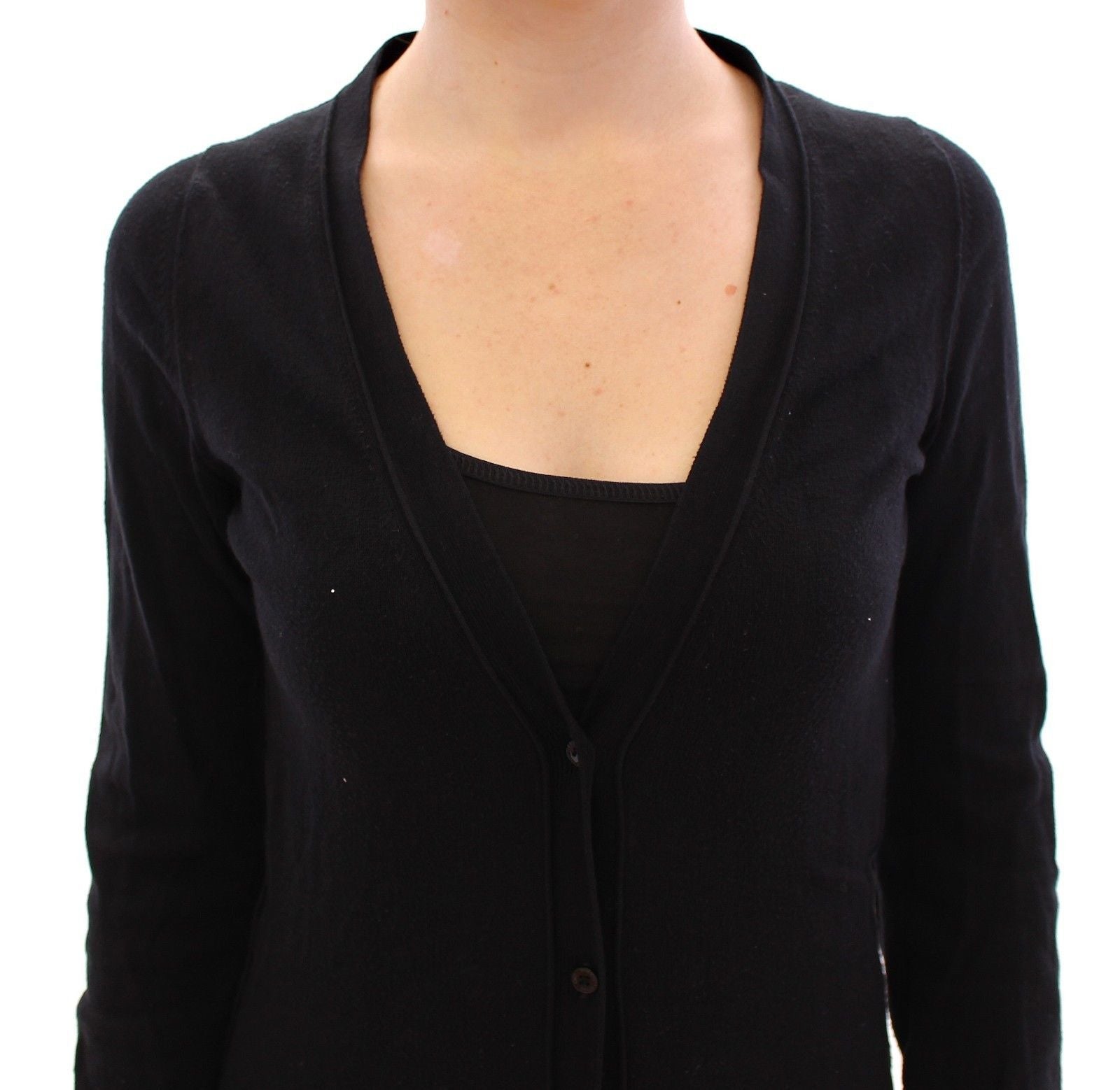Black Cotton Long Cardigan Sweater Top