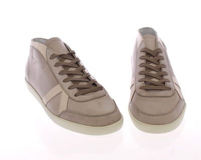 Gray Leather Casual Sport Sneakers Shoes