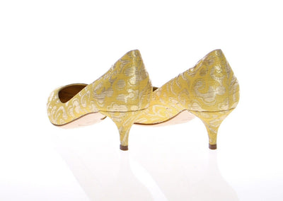 Yellow GOLD Brocade Pumps Pointy Shoes