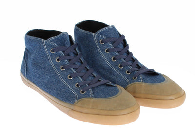 Blue Denim Ankle Sneakers Laceup Shoes