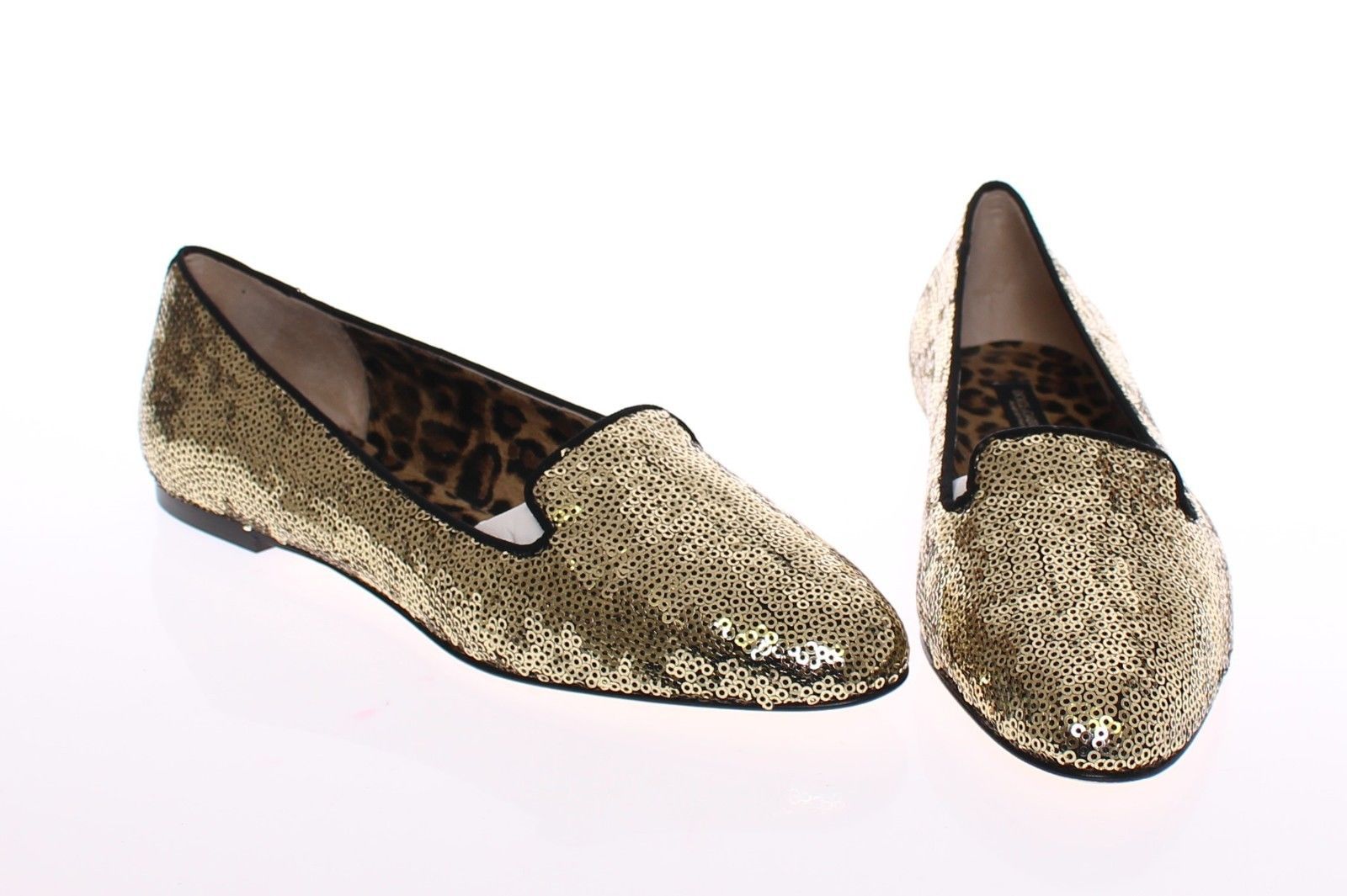 Gold Sequined Ballerinas Ballet Flats Shoes