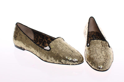 Gold Sequined Ballerinas Ballet Flats Shoes
