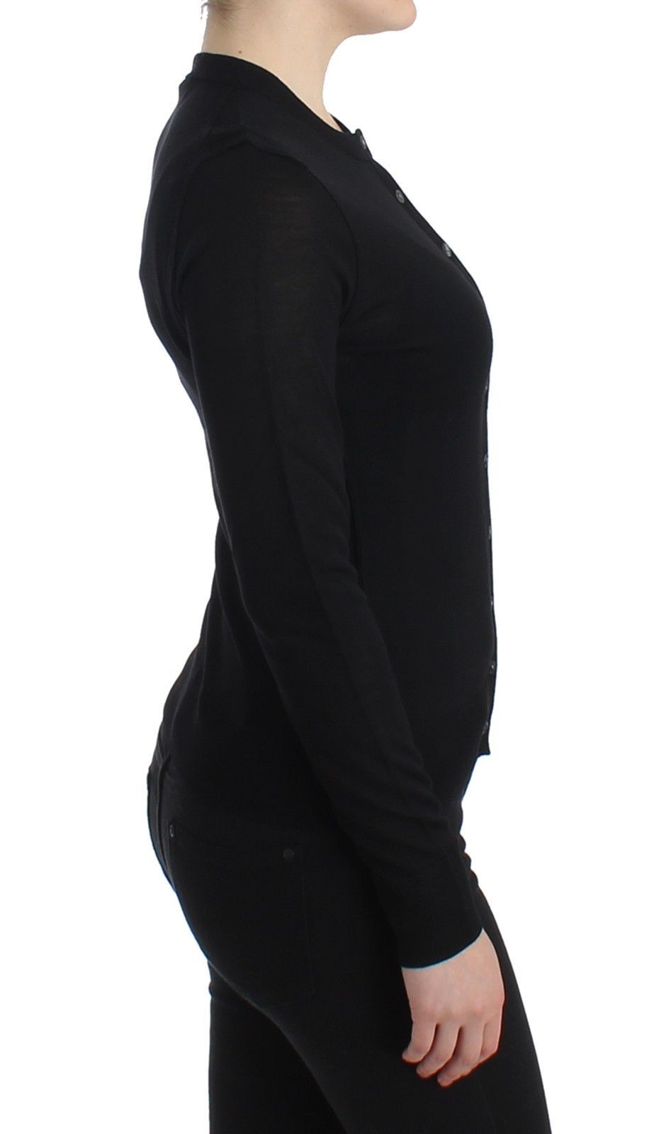 STAFF Black Wool Cardigan Sweater Crew Neck