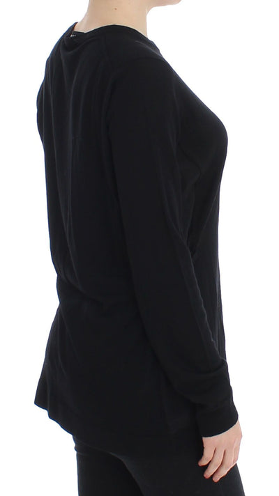 Black Wool Crewneck Sweater Pullover