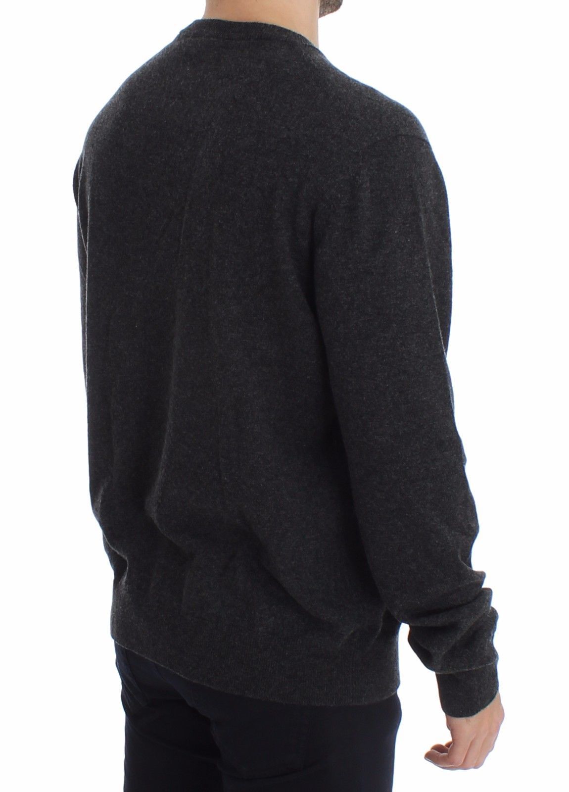 Gray Cashmere Crew-neck Sweater Pullover Top
