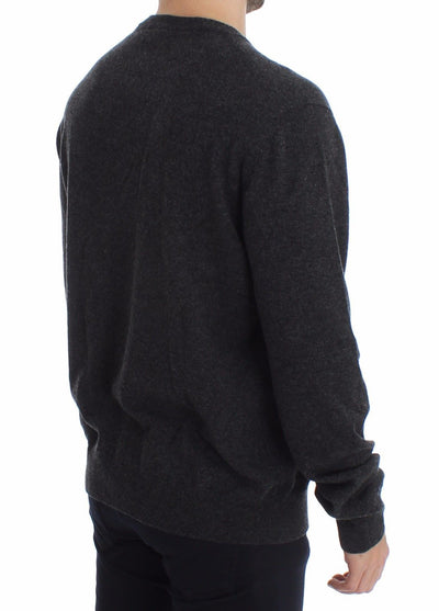 Gray Cashmere Crew-neck Sweater Pullover Top