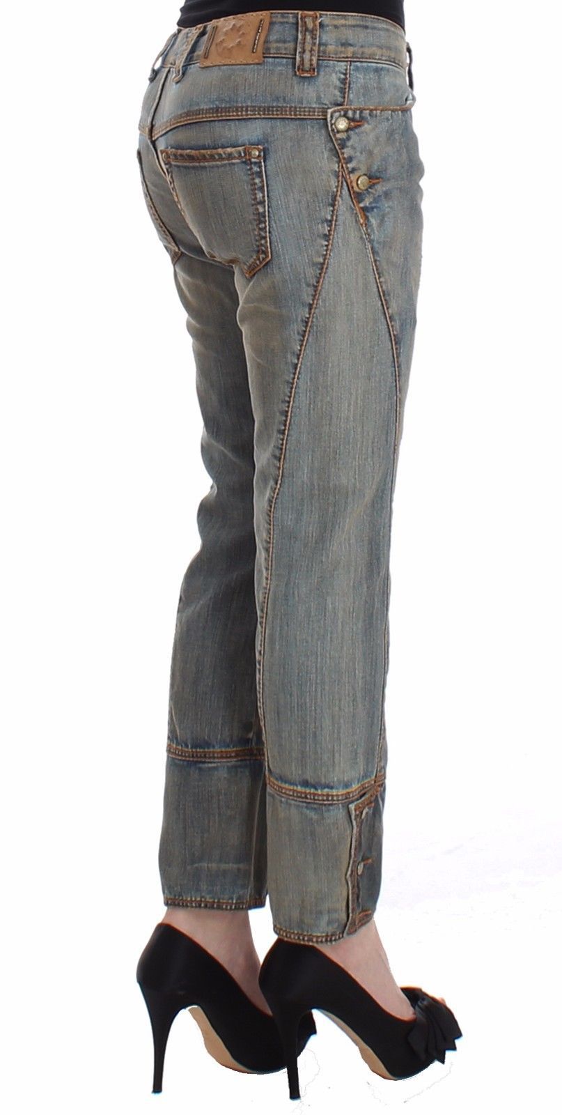 Blue Cropped Jeans Denim Pants Branded Capri