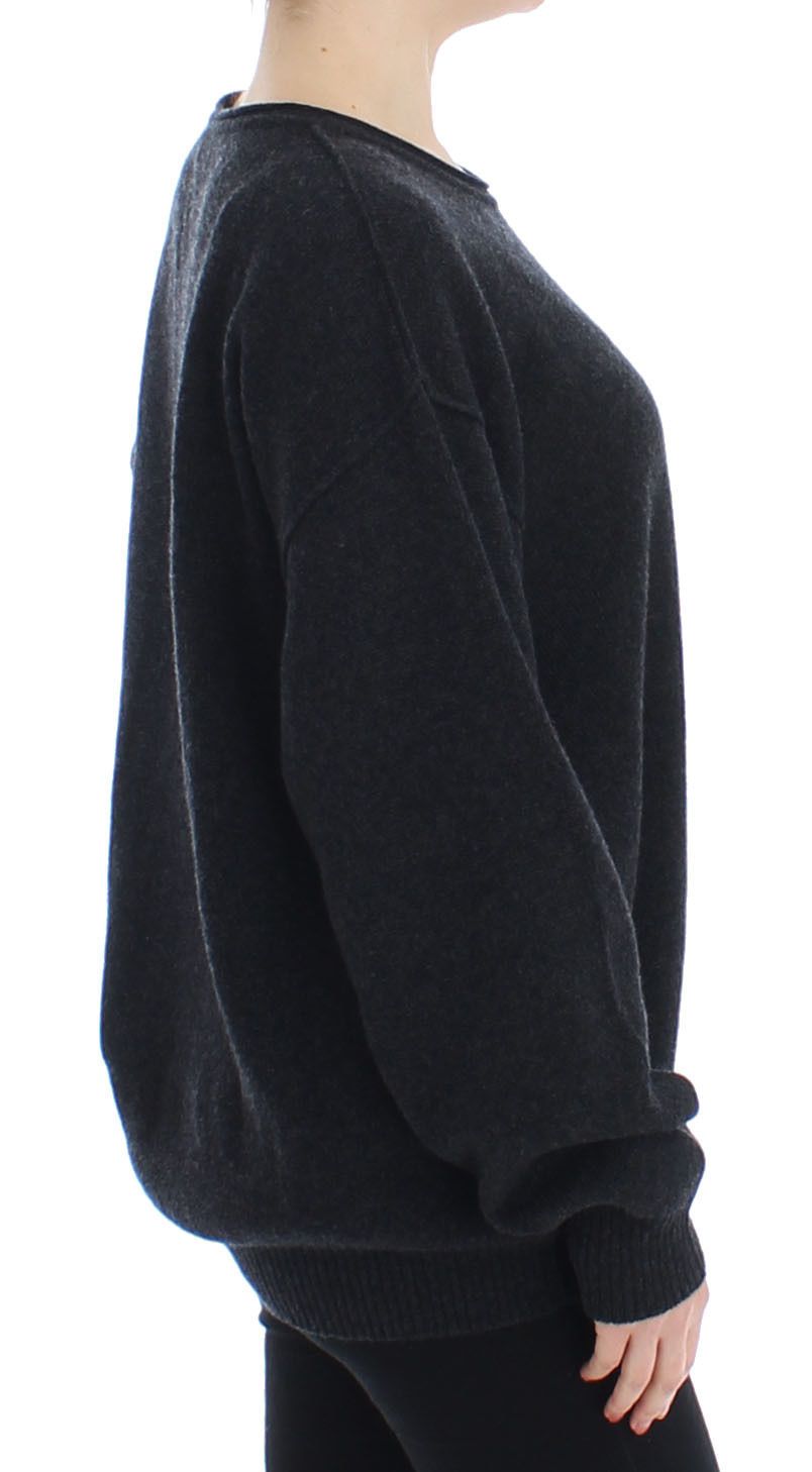 Gray Cashmere Crewneck Sweater Pullover