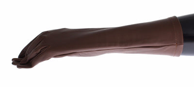 Brown Leather Wrist Slim Womens Gloves