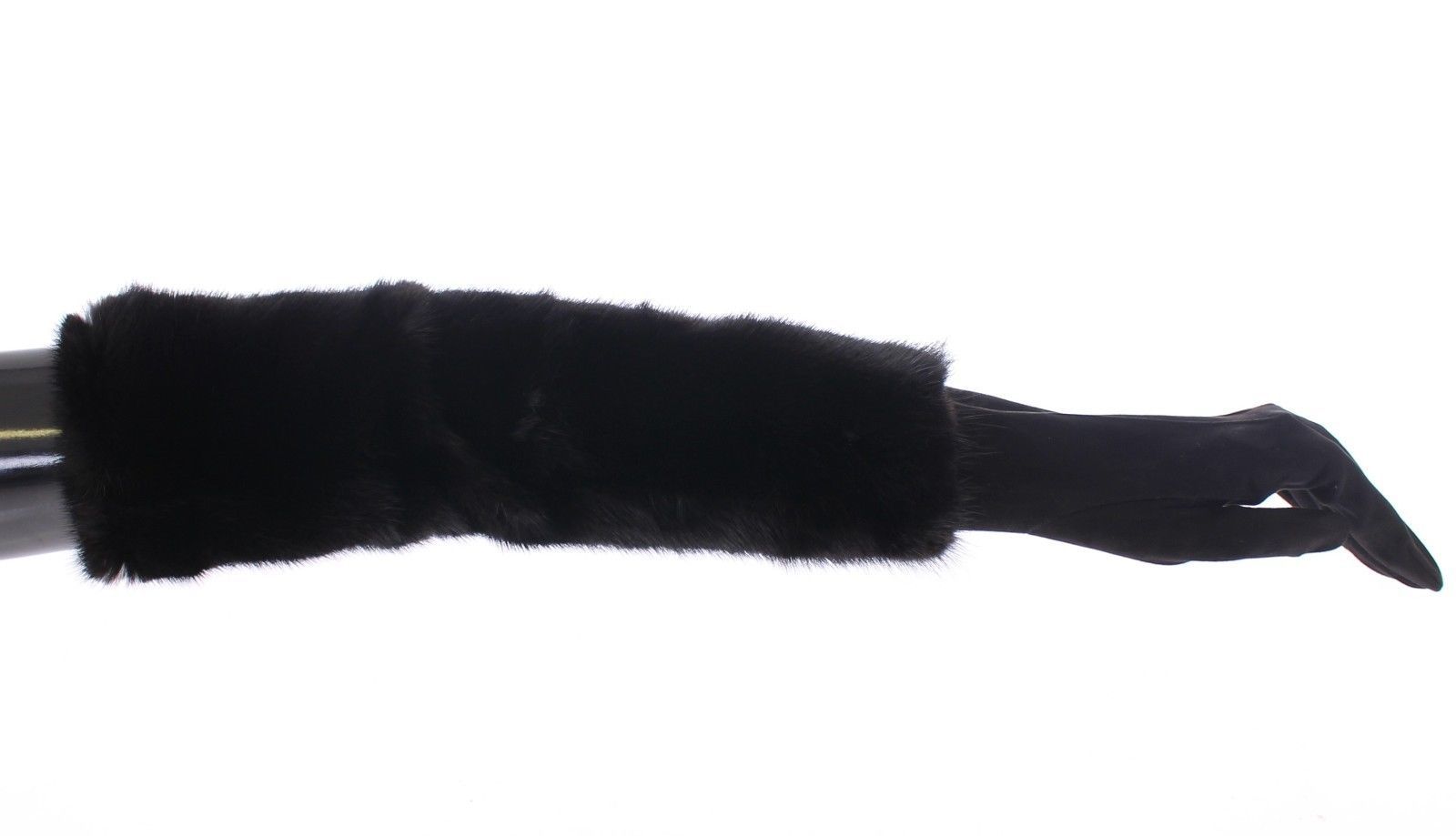 Black Mink Fur Lambskin Suede Leather Gloves