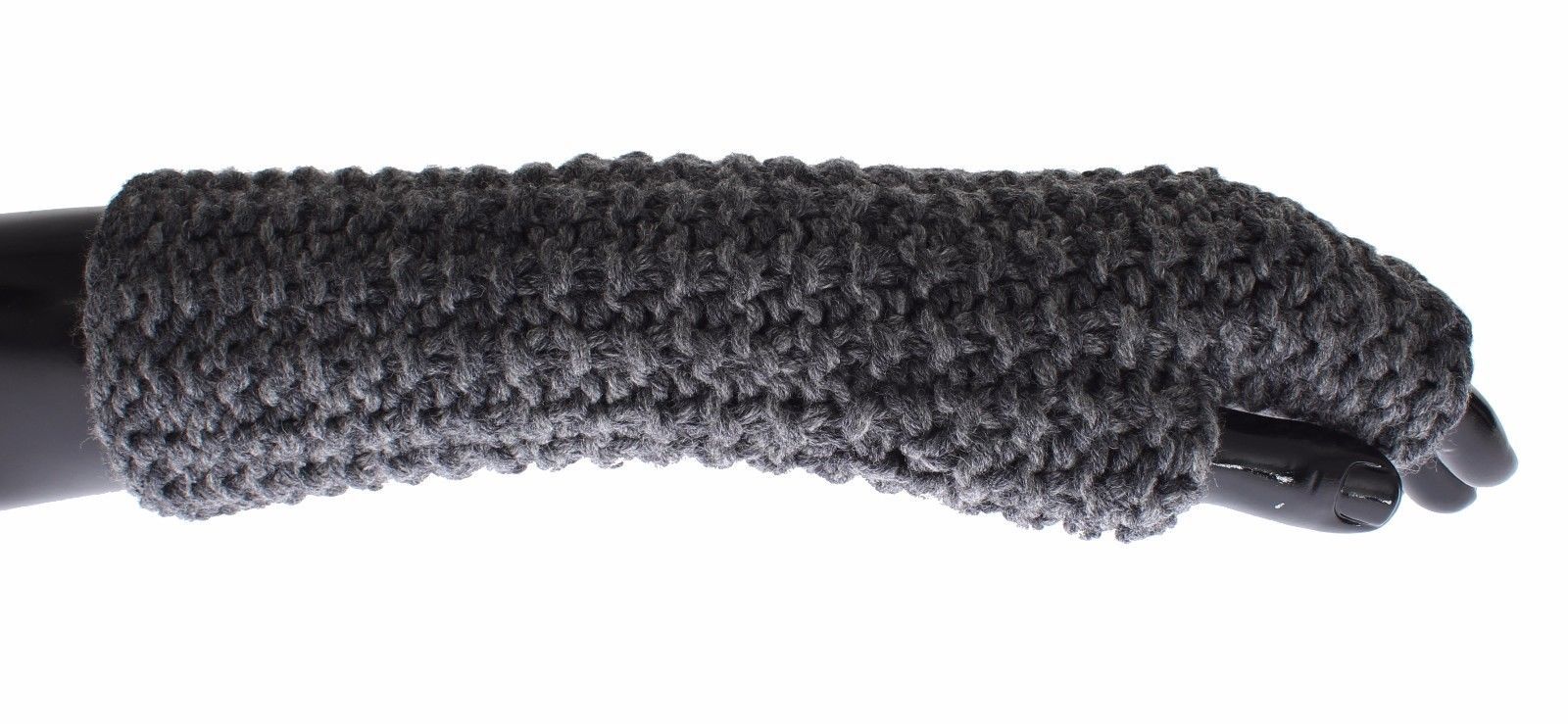 Gray Knitted Wool Fingerless Mens Gloves