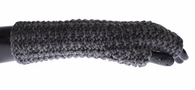 Gray Knitted Wool Fingerless Mens Gloves