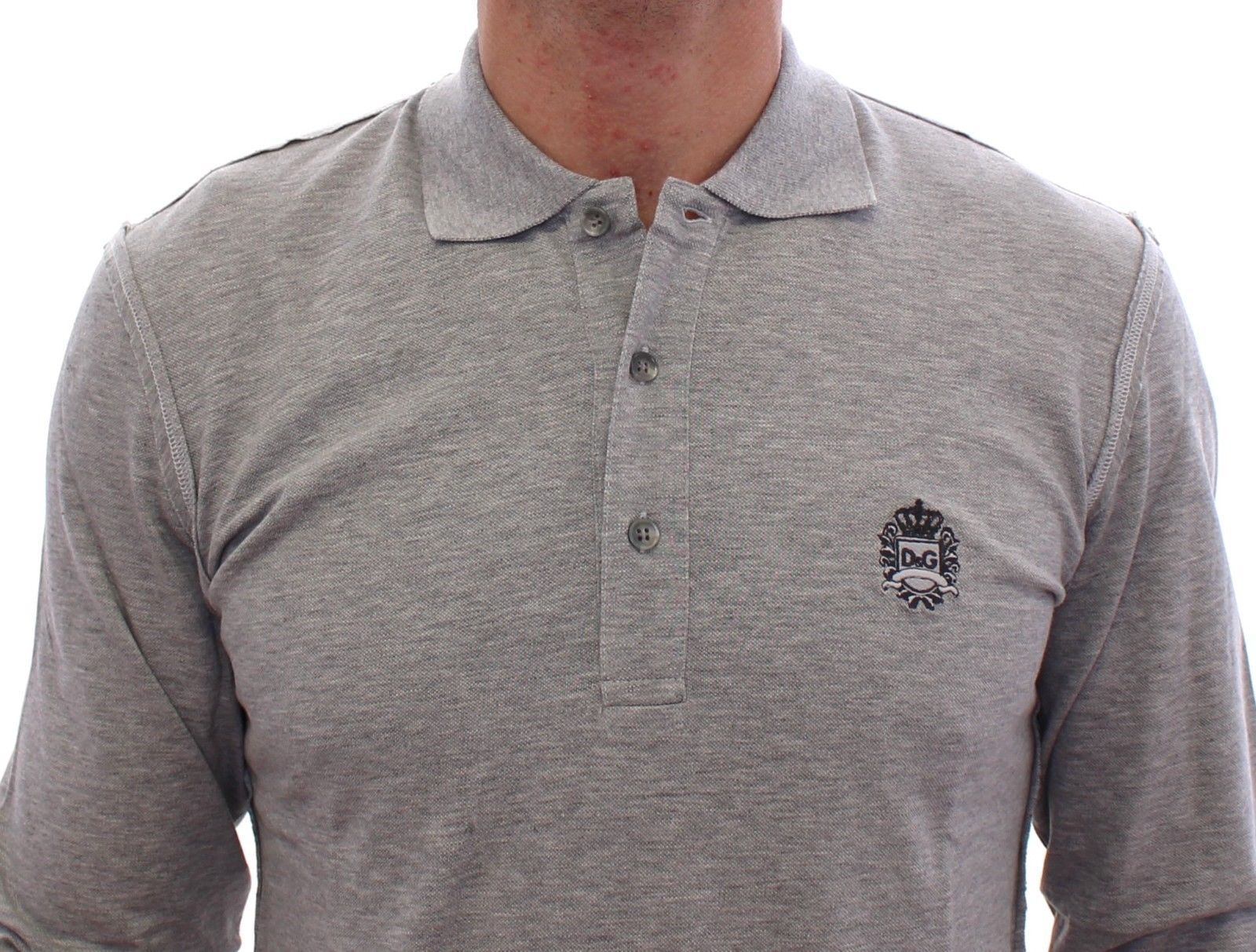 Gray Long Sleeve Polo Sweater Pullover