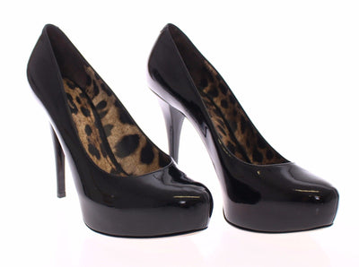 Black Patent Leather Platform Pumps Shoes