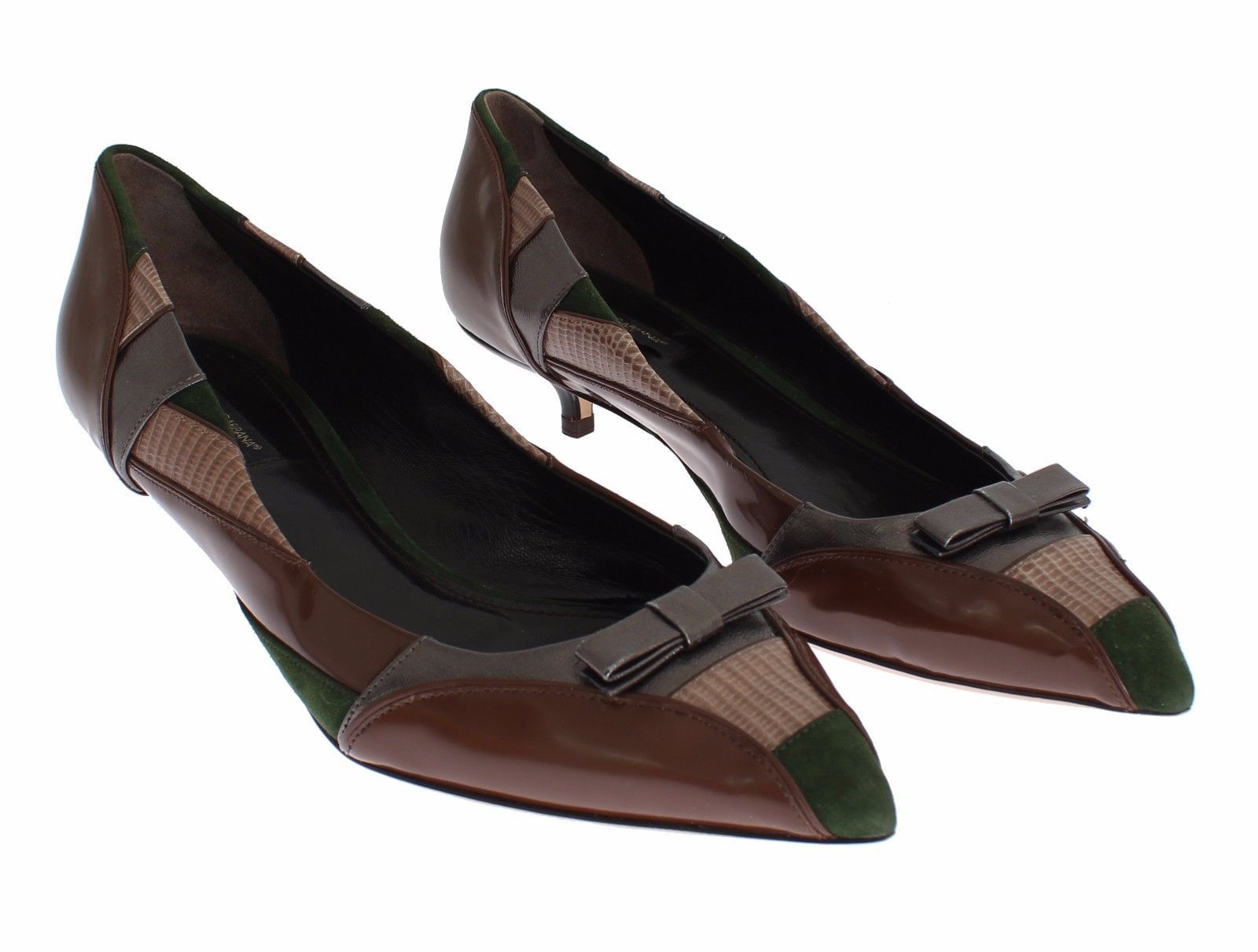 Brown Suede Leather Kitten Heels Shoes