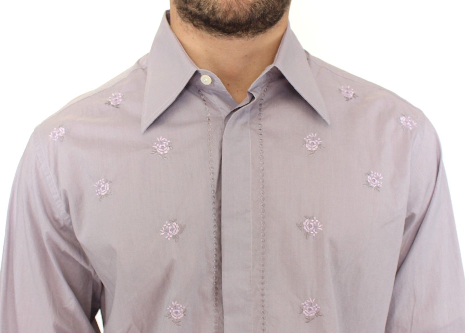 Light Purple Floral Cotton Casual Shirt Top