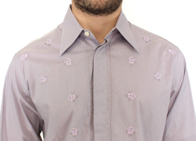 Light Purple Floral Cotton Casual Shirt Top