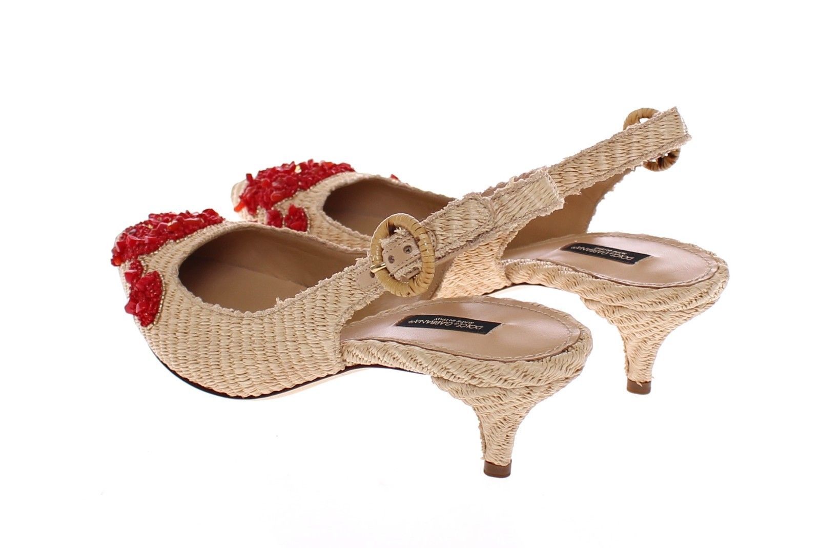 Beige Red Corals Slingbacks Pumps Shoes