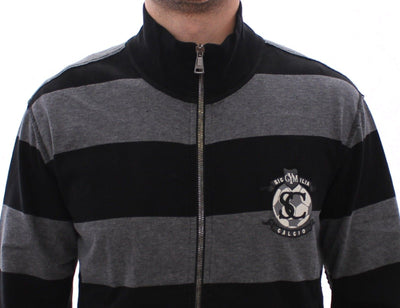 Gray Striped Full Zip Sweater Jacket Jumper